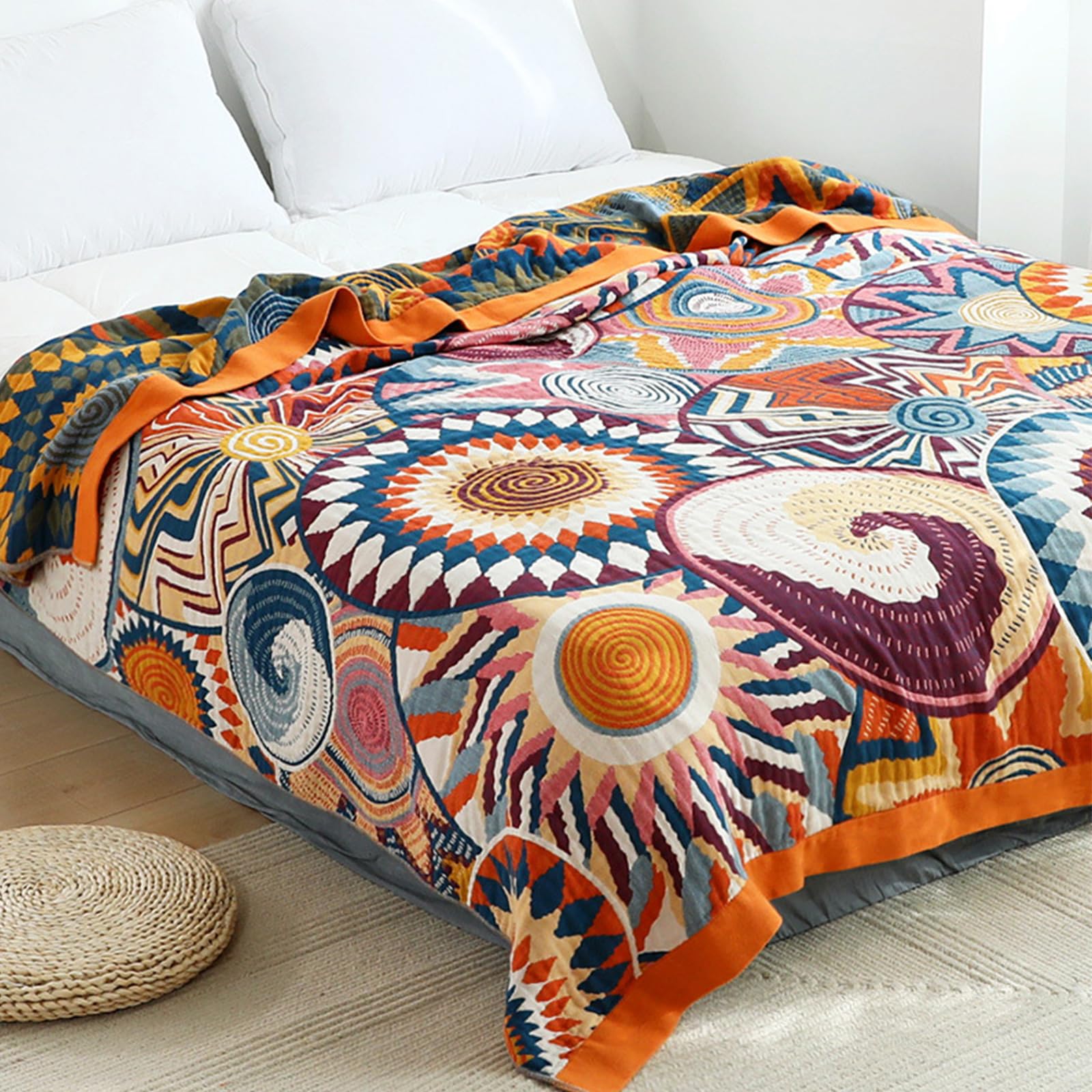 Breathable Cooling Quilt - Lightweight Summer Blanket for Hot Sleepers, Soft Cotton Gauze Throw for Bed, Sofa & Travel, 150x200cm - Perfect for Adults & Kids in Warm Weather