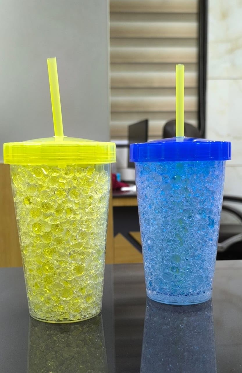 SNAPPYSPEED Reusable Plastic Tumbler with Straw - Leakproof Jelly Sipper Cup for Iced Coffee, Smoothies, Juice & Cold Drinks (BPA-Free, Multicolor, 1 Pack) - Perfect for Office, Gym, Travel & Outdoor Activities