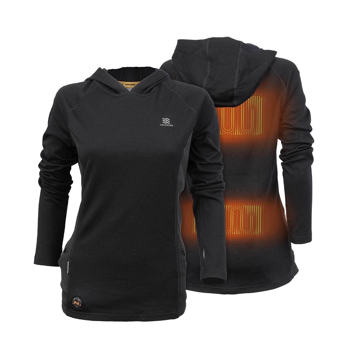 Fieldsheer Women's Merino Wool Heated Baselayer Shirt - 7.4V Battery Powered Thermal Top for Cold Weather - Perfect for Skiing, Snowboarding & Winter Outdoor Activities