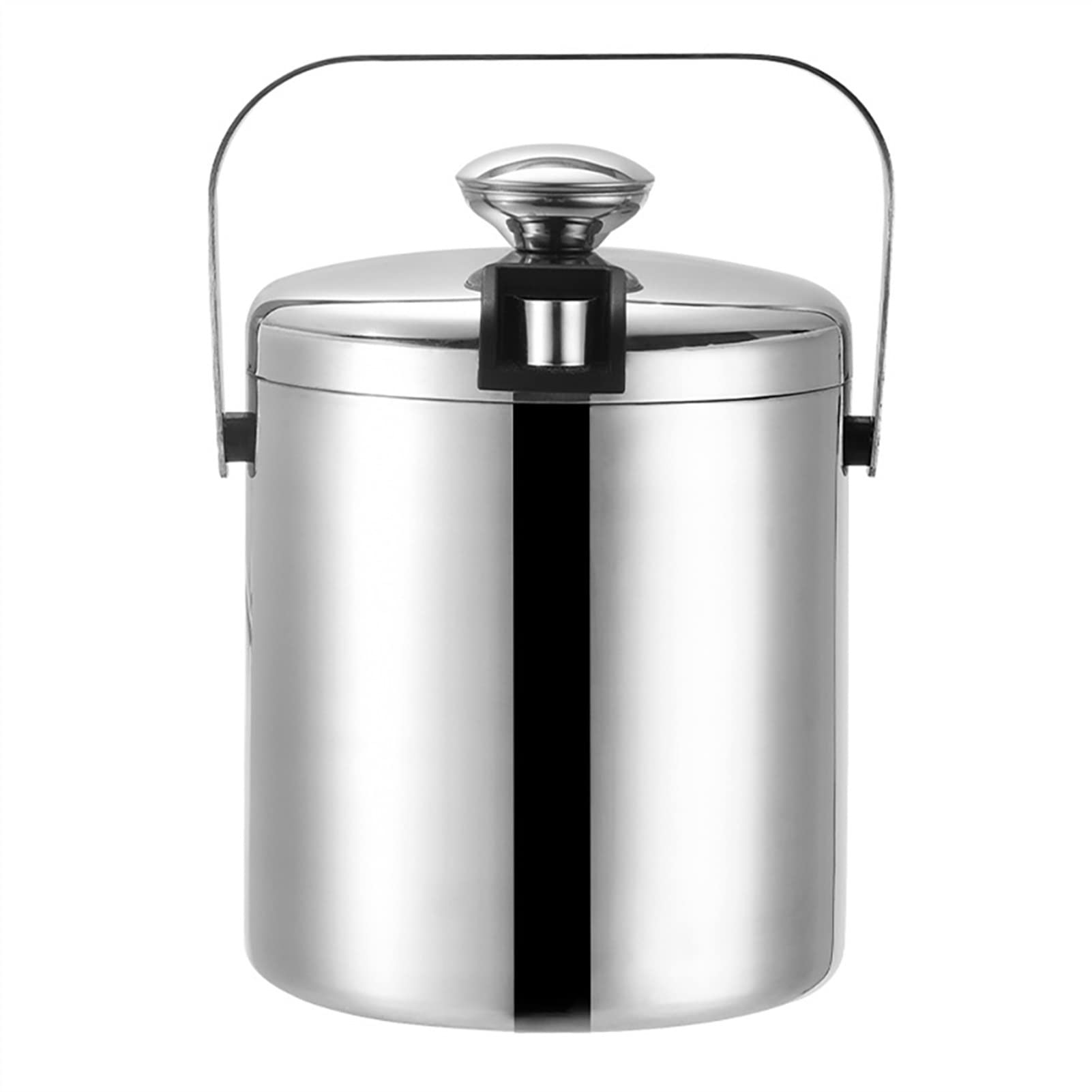 1.3L Stainless Steel Double Wall Ice Bucket with Lid & Filter - Quart Capacity Insulated Ice Cube Container for Bar, Home, Parties & Outdoor Drinks