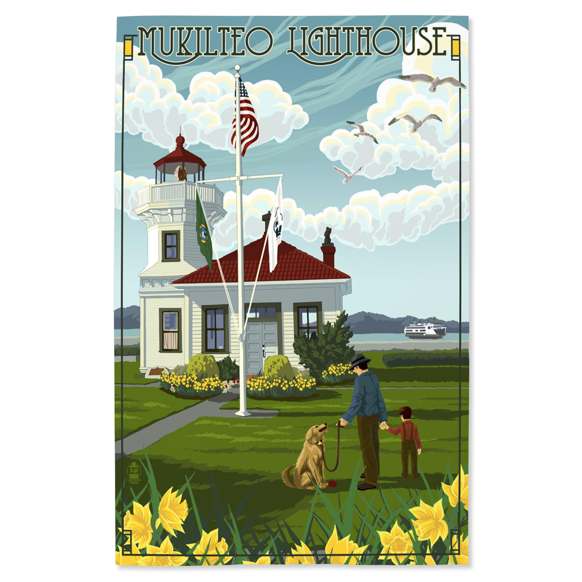 Lantern Press 16x24 Inch Premium Giclee Art Print - Mukilteo Lighthouse Washington Coastal Wall Decor - Perfect for Living Room, Bedroom & Office
