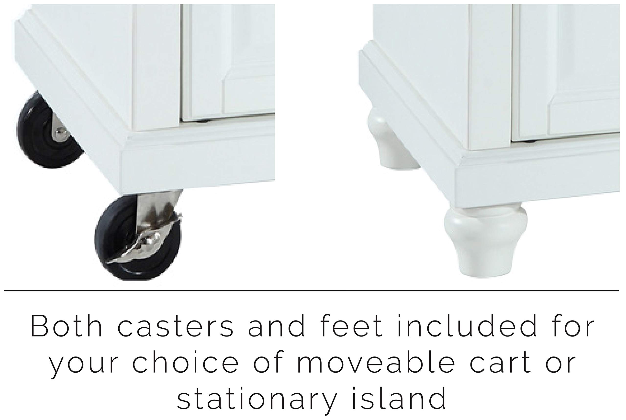 Crosley Cambridge White Rolling Kitchen Island Cart with Stone Top - Portable Microwave Stand, Storage Cart for Small Spaces - Perfect for Apartments, Dorms & Compact Kitchens
