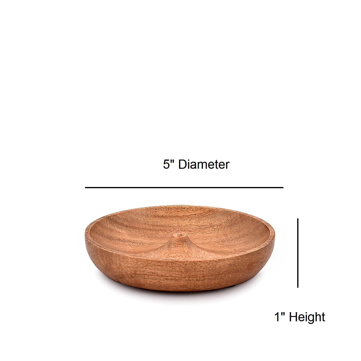 Premium Acacia Wood Round Incense Holder & Ash Catcher - 5