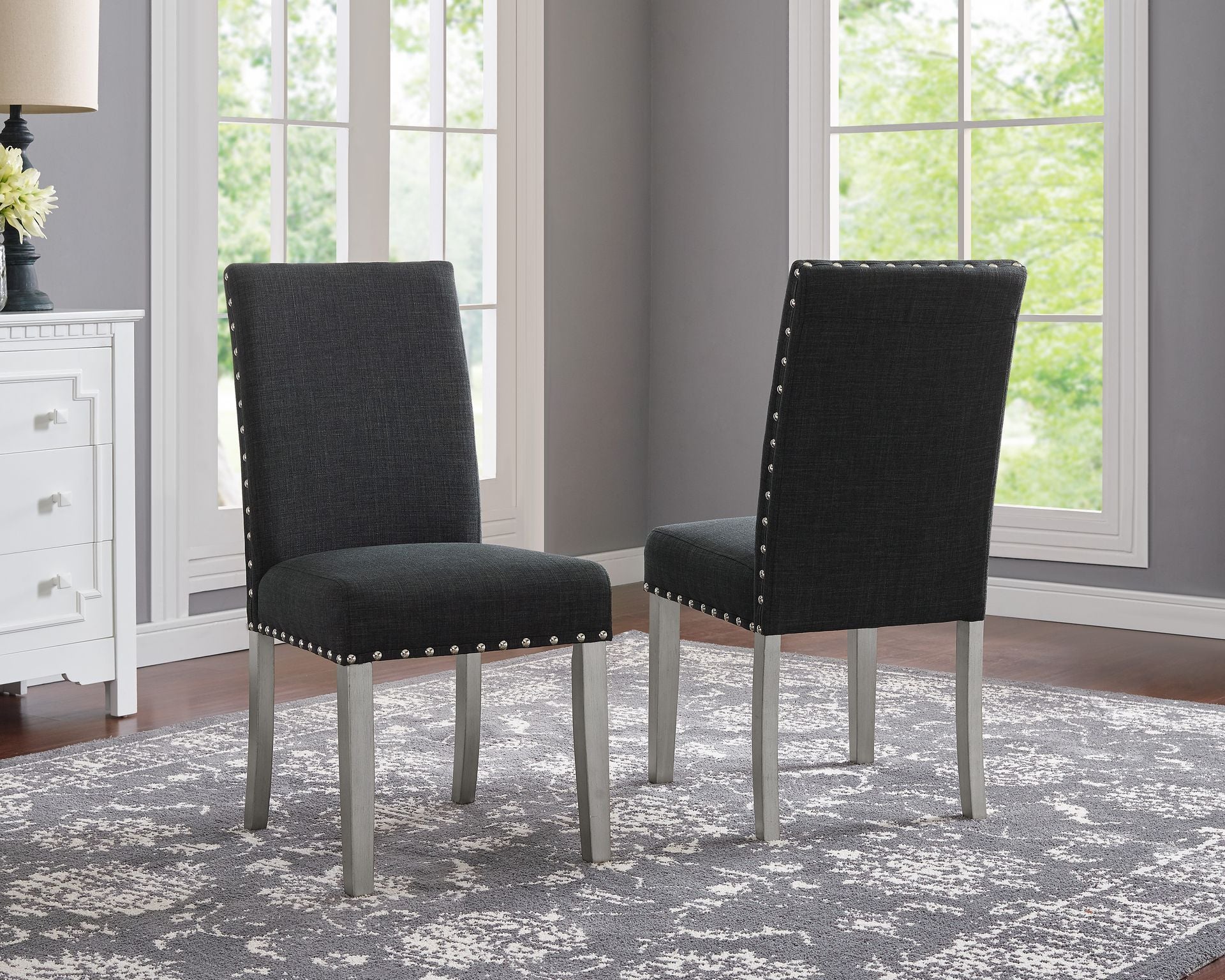 Bella Modern Dining Chairs Set of 2 - Mid Century Wooden Kitchen Chairs with Upholstered Seat - Perfect for Dining Room, Kitchen, Breakfast Nook & Small Spaces