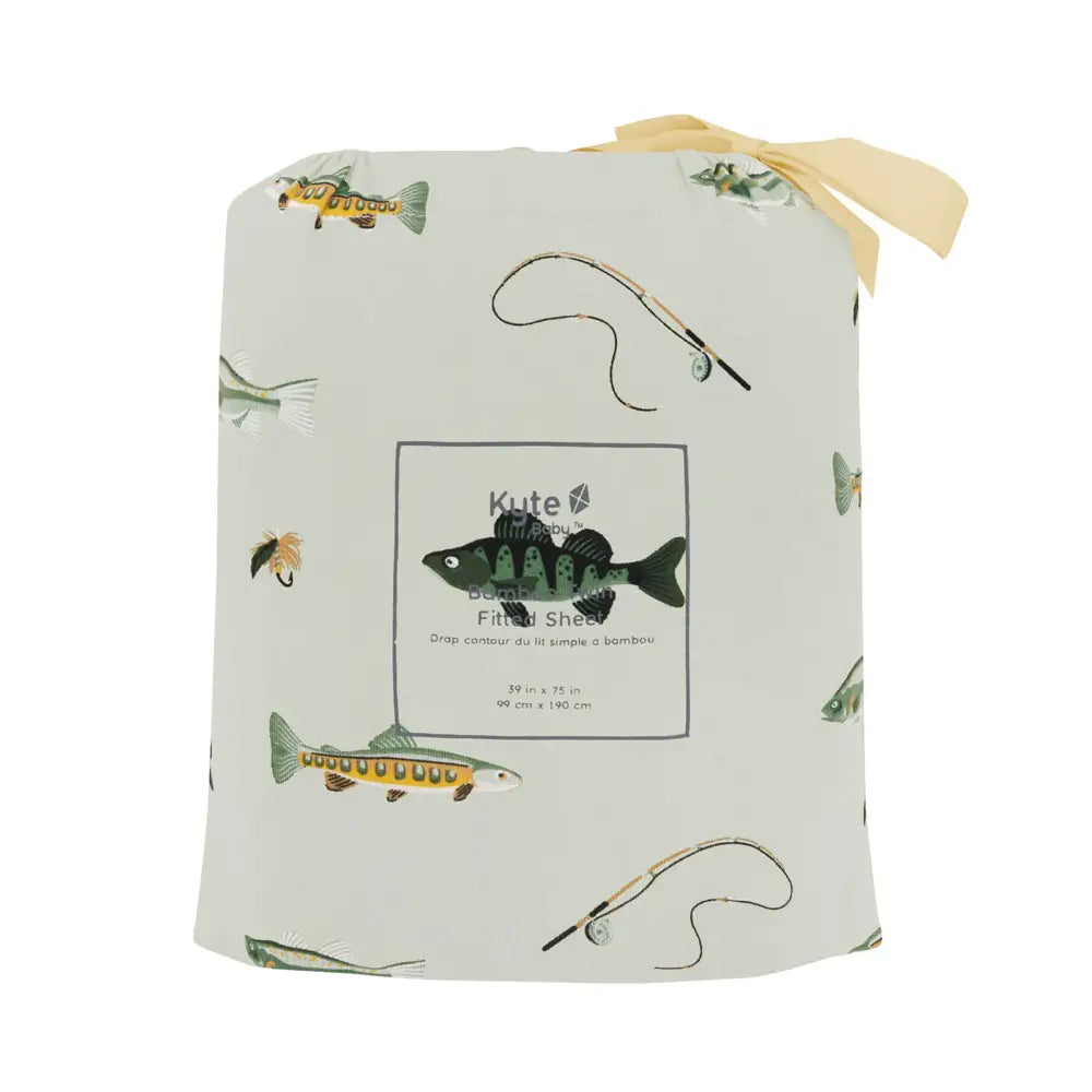 Kyte Baby Soft Printed Twin Sheet Set - Cute Fishing Theme for Nursery & Kids Bedroom - Breathable Cotton Bedding for Boys & Girls - Perfect for Cribs, Toddler Beds & Sleepovers