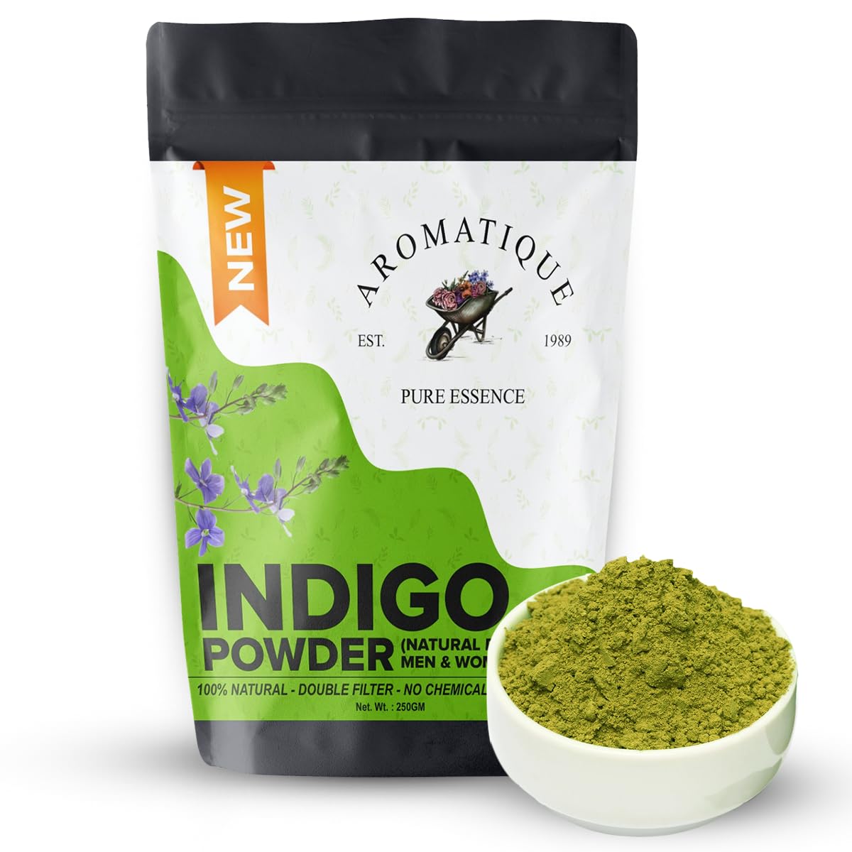 Natural Indigo Powder for Hair & Beard Dye - 250g Herbal Black Hair Color with Damage Protection | Safe Chemical-Free Hair Coloring for Men & Women | Perfect for At-Home Salon Treatments & Gray Coverage