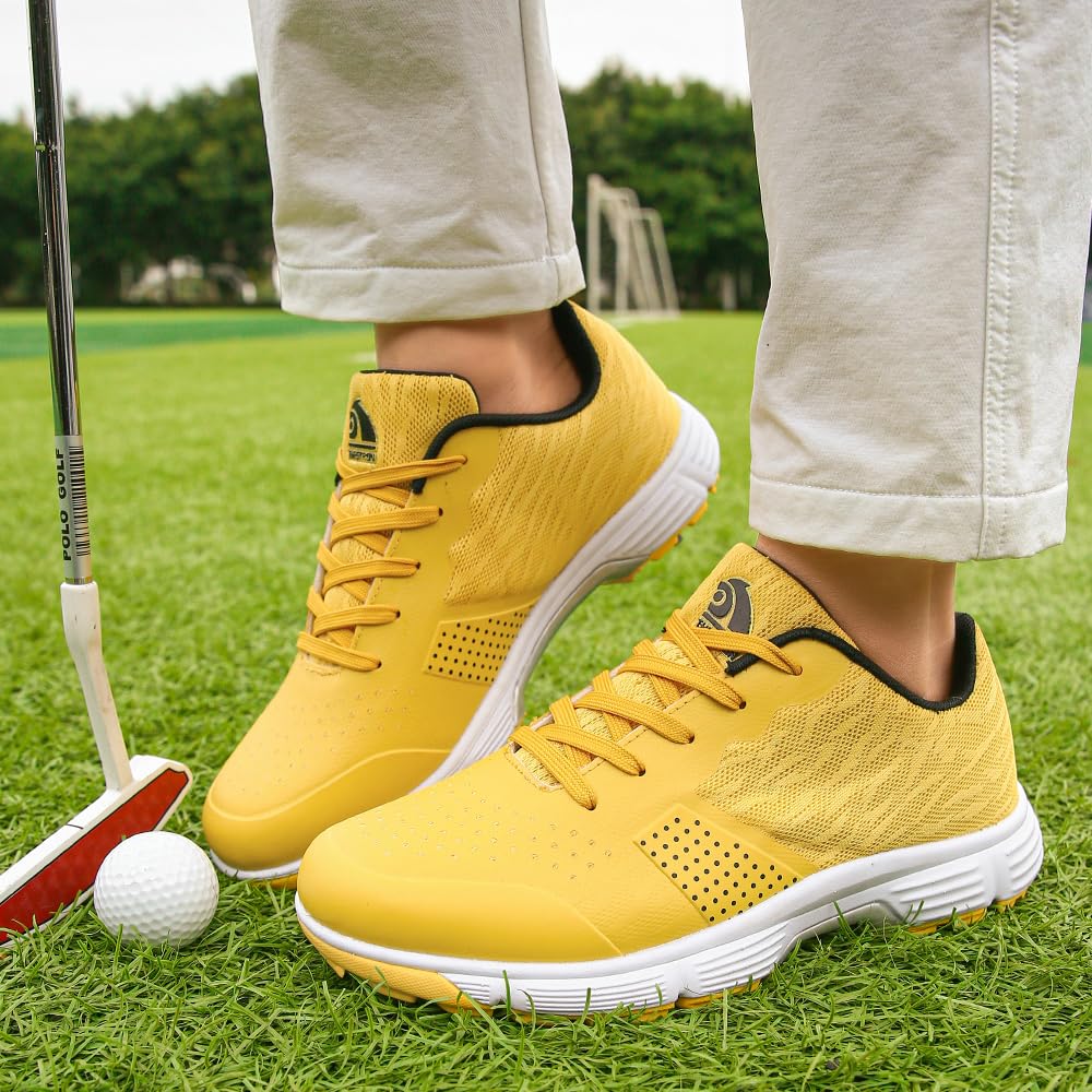 THESTRON Men's Golf Shoes - Breathable Mesh Spiked Golf Sneakers for Walking & Training - Lightweight Comfortable Golf Shoes for Men - Perfect for Golf Course, Driving Range & Outdoor Sports