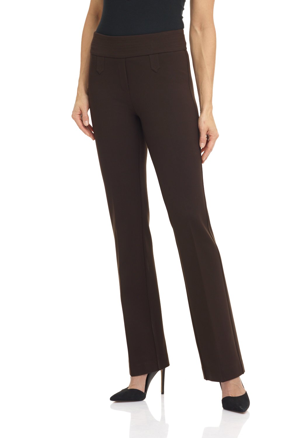 Rekucci Women's Tummy Control Bootcut Pull-On Pants - Comfortable Knit Secret Figure Pants for Work, Office & Casual Wear