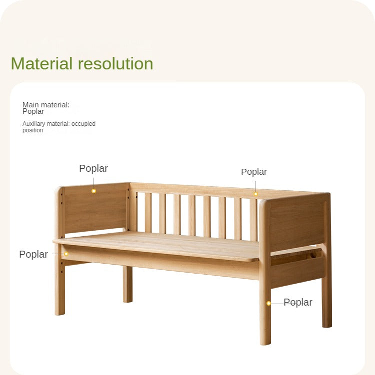 Solid Wood Poplar Kids Bed with Guardrail - Safe & Sturdy Toddler Bed for Nursery, Bedroom, or Playroom