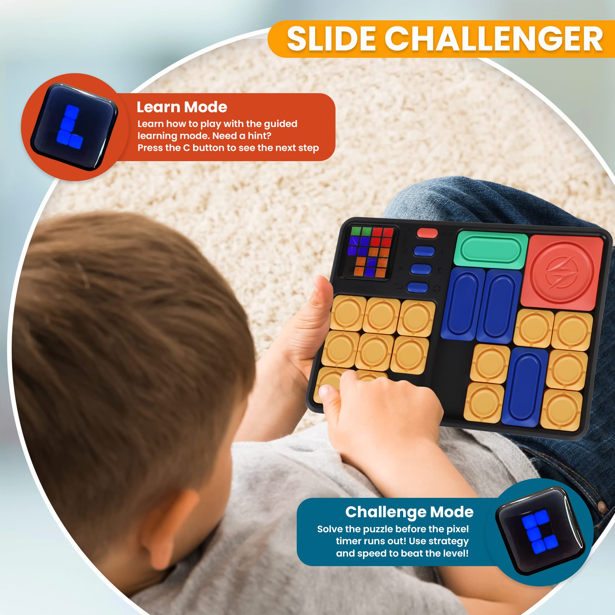 Super Slide Puzzle Game - 530 Challenges for Kids Ages 8+, STEM Travel Toy & Gift for Brain Training