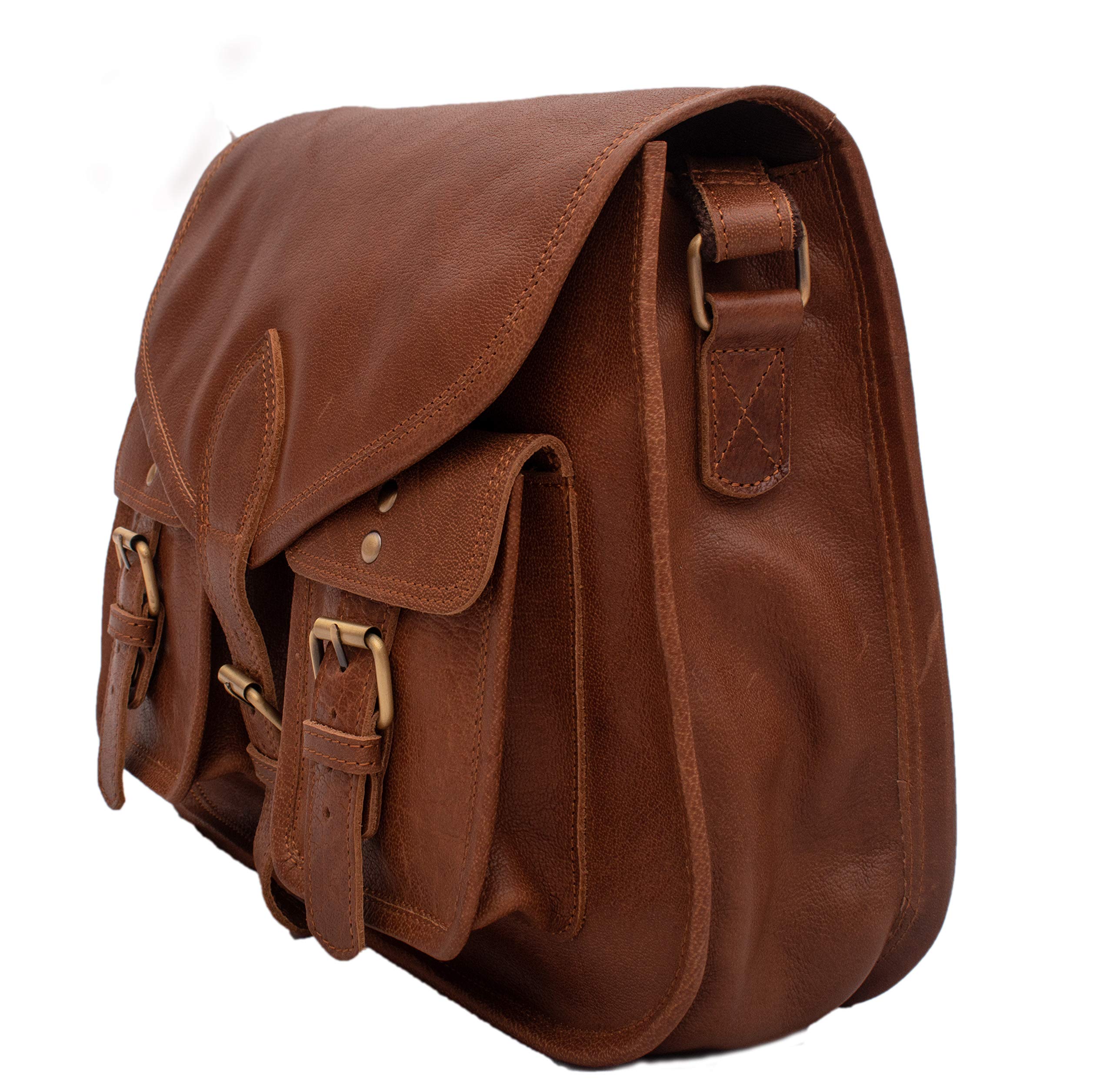14 Inch Genuine Leather Purse for Women - Stylish Shoulder Bag & Crossbody Satchel - Ladies Tote Handbag for Travel, Work & Everyday Use