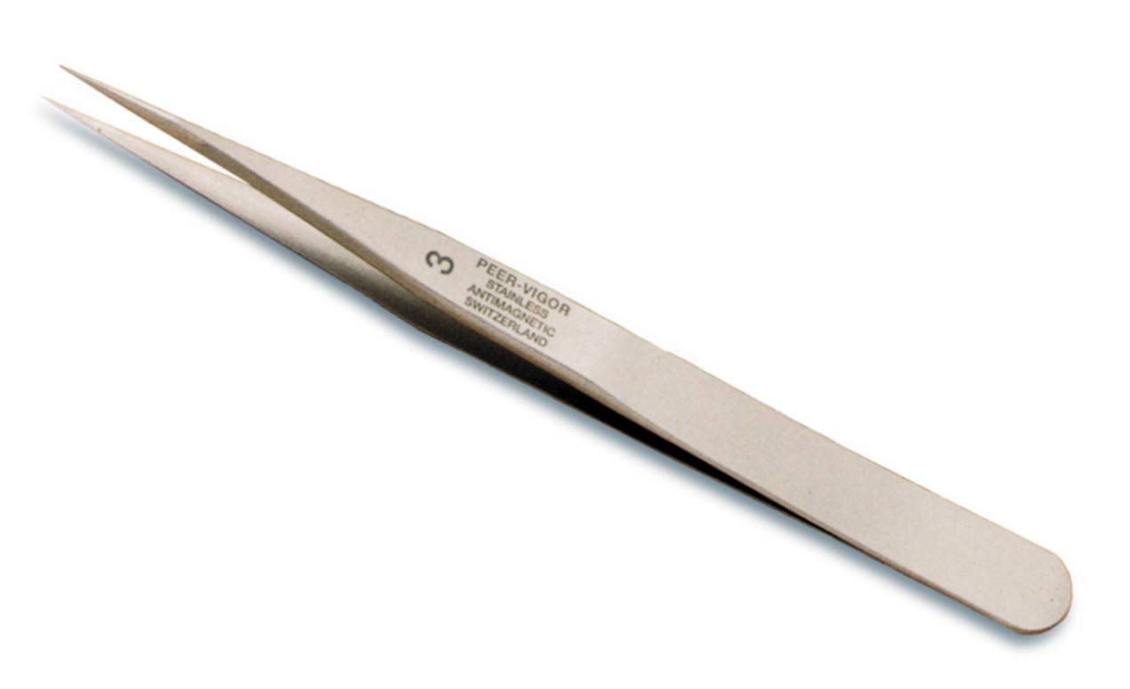 Peer Vigor Swiss Titanium Tweezer #3 - Professional Precision Tweezers for Eyebrows, Splinters & Crafts - Ideal for Salon, Home & First Aid Kits