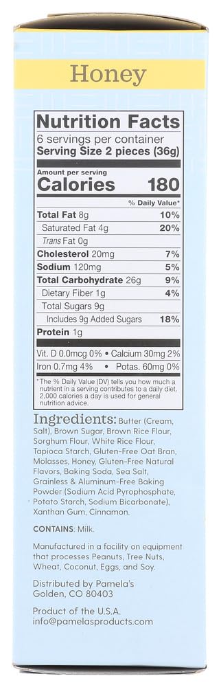 Pamela's Products Gluten Free Graham Crackers Honey - 7 oz (Pack of 2) | All-Natural Snack for Kids, Camping, S'mores & Healthy Desserts | Certified Gluten-Free & Vegan Friendly