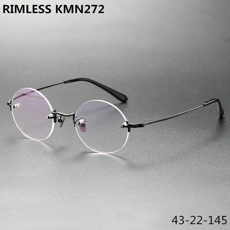 Aimee Men's Rimless Round Titanium Eyeglasses 14272 - Lightweight & Durable Titanium Frame for Reading, Computer Work & Everyday Use