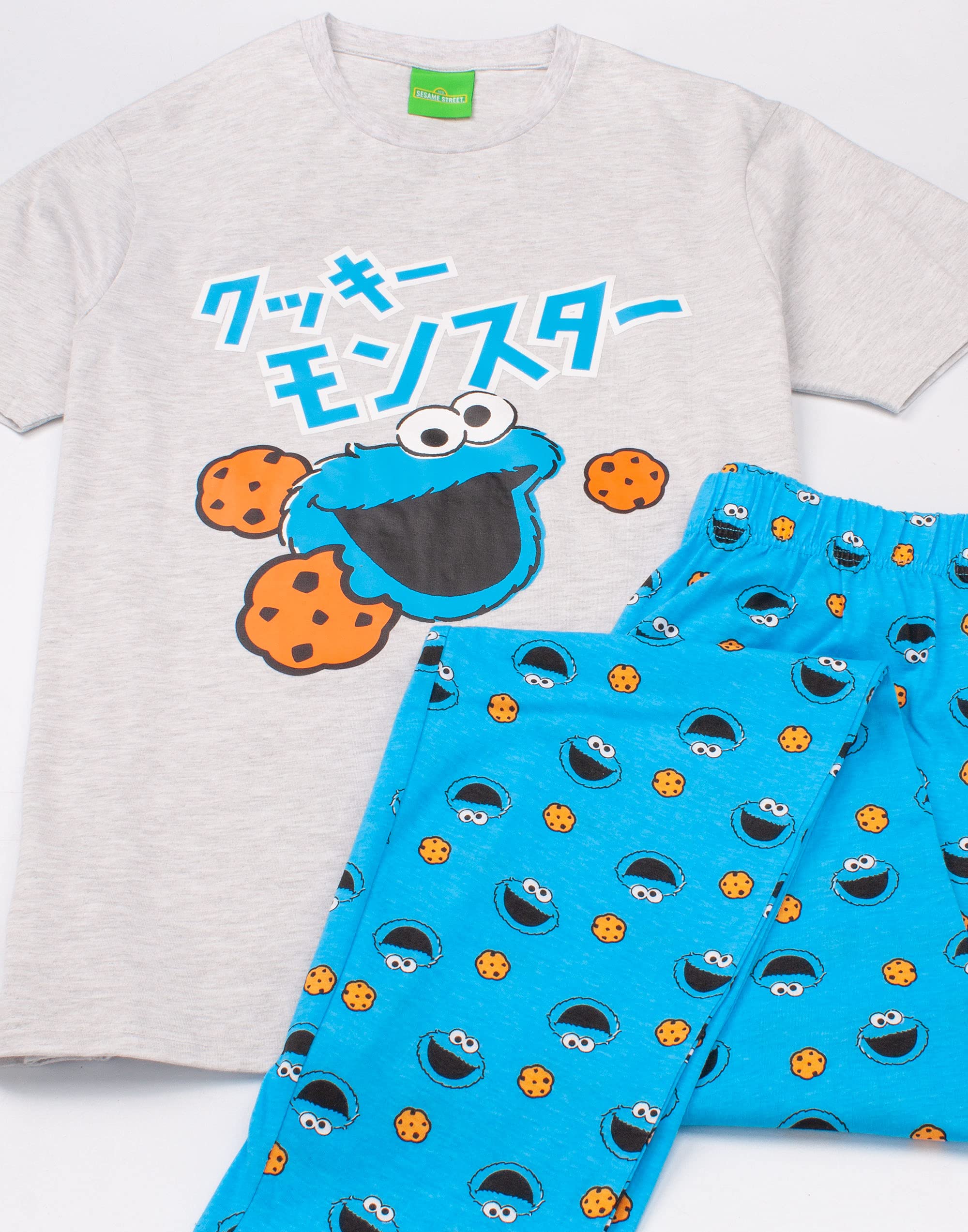 Sesame Street Cookie Monster Pajama Set for Men - Soft Blue Muppet T-Shirt & Pants Sleepwear (X-Large) - Perfect for Christmas Gifts, Birthday Presents & Cozy Family Movie Nights