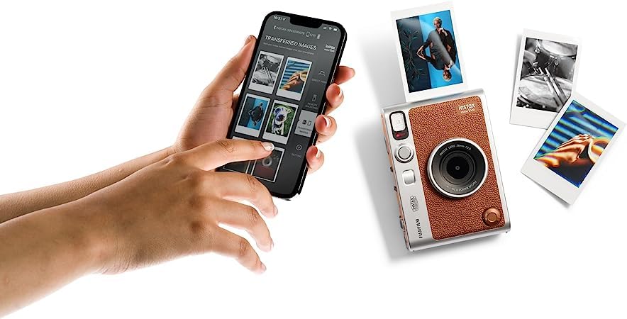 Fujifilm Mini EVO Hybrid Instant Film Camera (Brown) with 40 Sheets Film, 32GB microSD Card, Case & Accessories – Perfect for Travel, Parties & Creative Photography