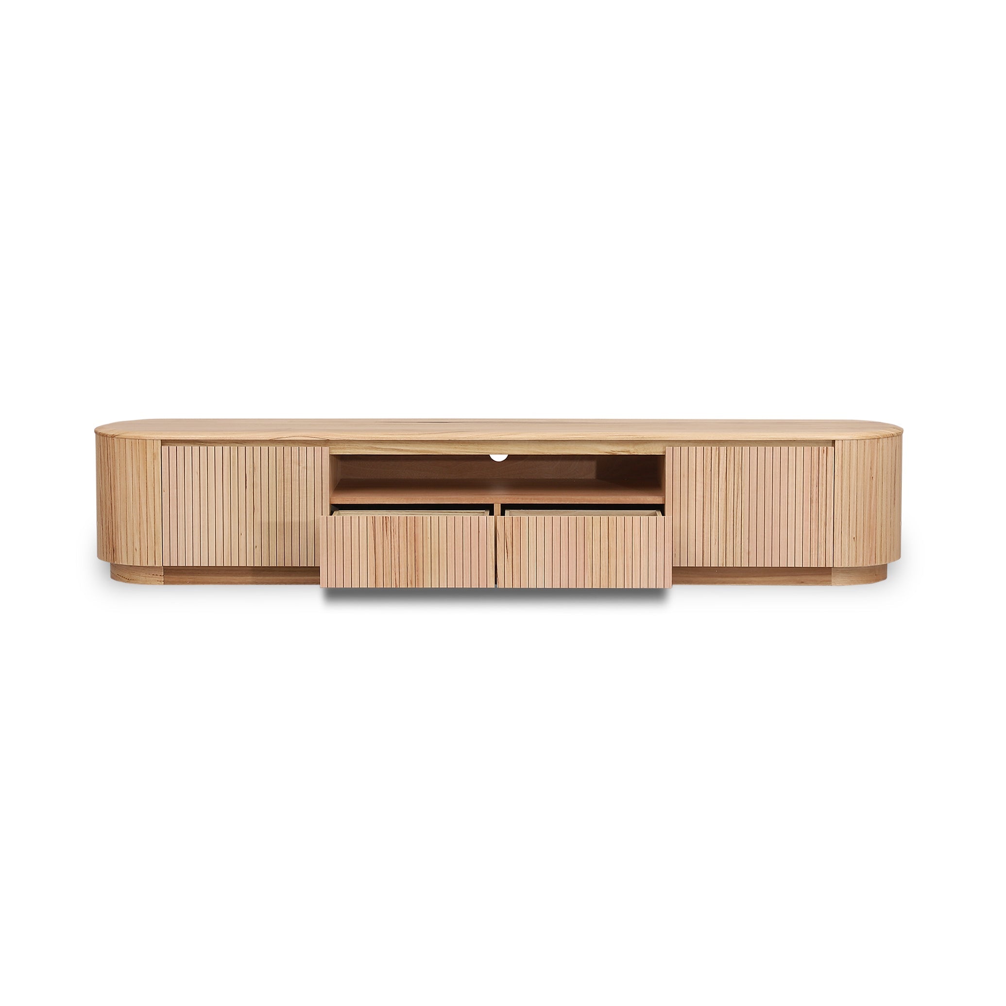 2.4m TV Stand Entertainment Unit in Natural Ash - Modern Media Console for Living Room, Home Theater & Gaming Setup