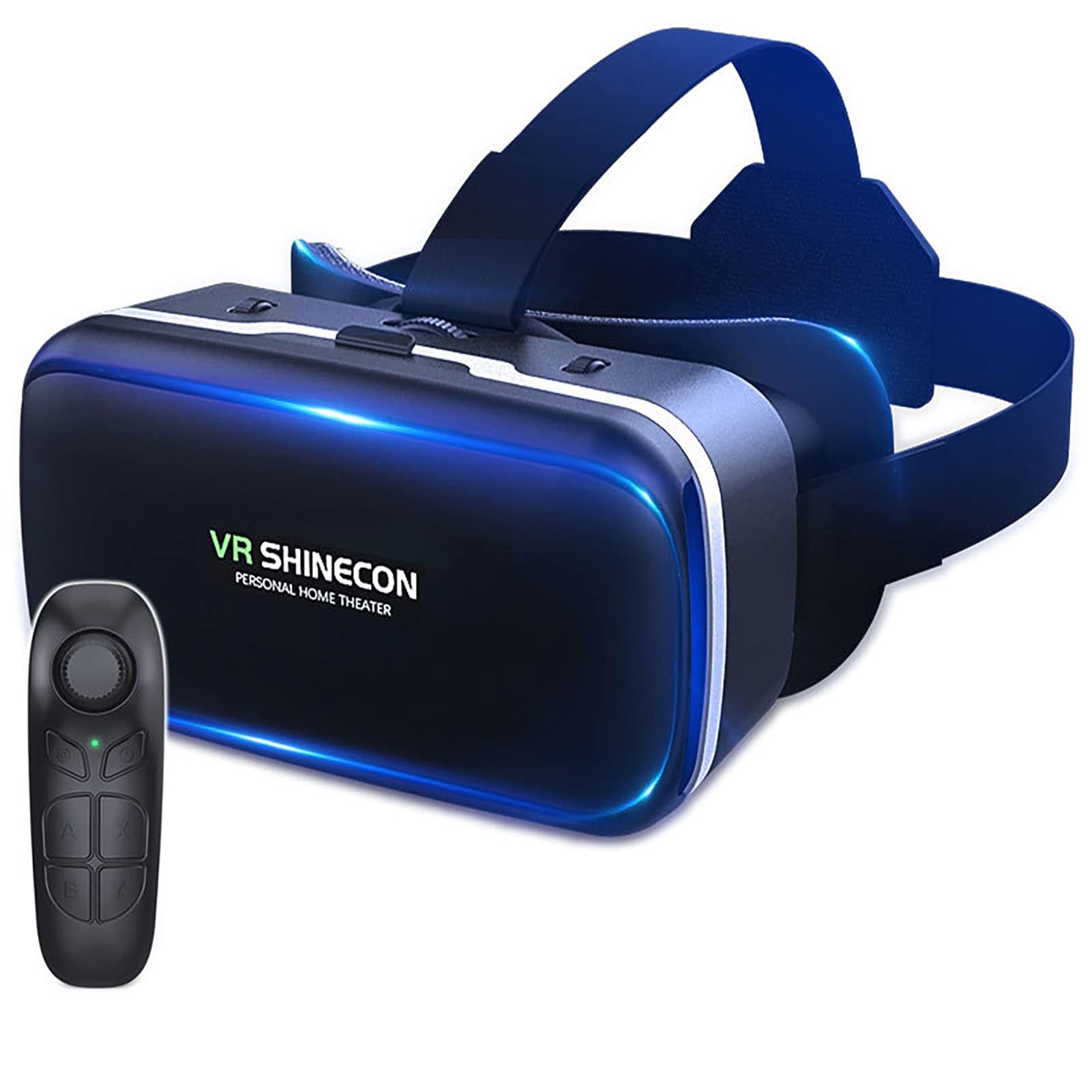 3D VR Glasses with Remote Control, VR Headset for iPhone & Android Smartphones 4.7-6.6 Inch, Bluetooth Controller & Eye Care System (Black, Model B03) - Perfect for Gaming, Movies & Virtual Reality Experiences