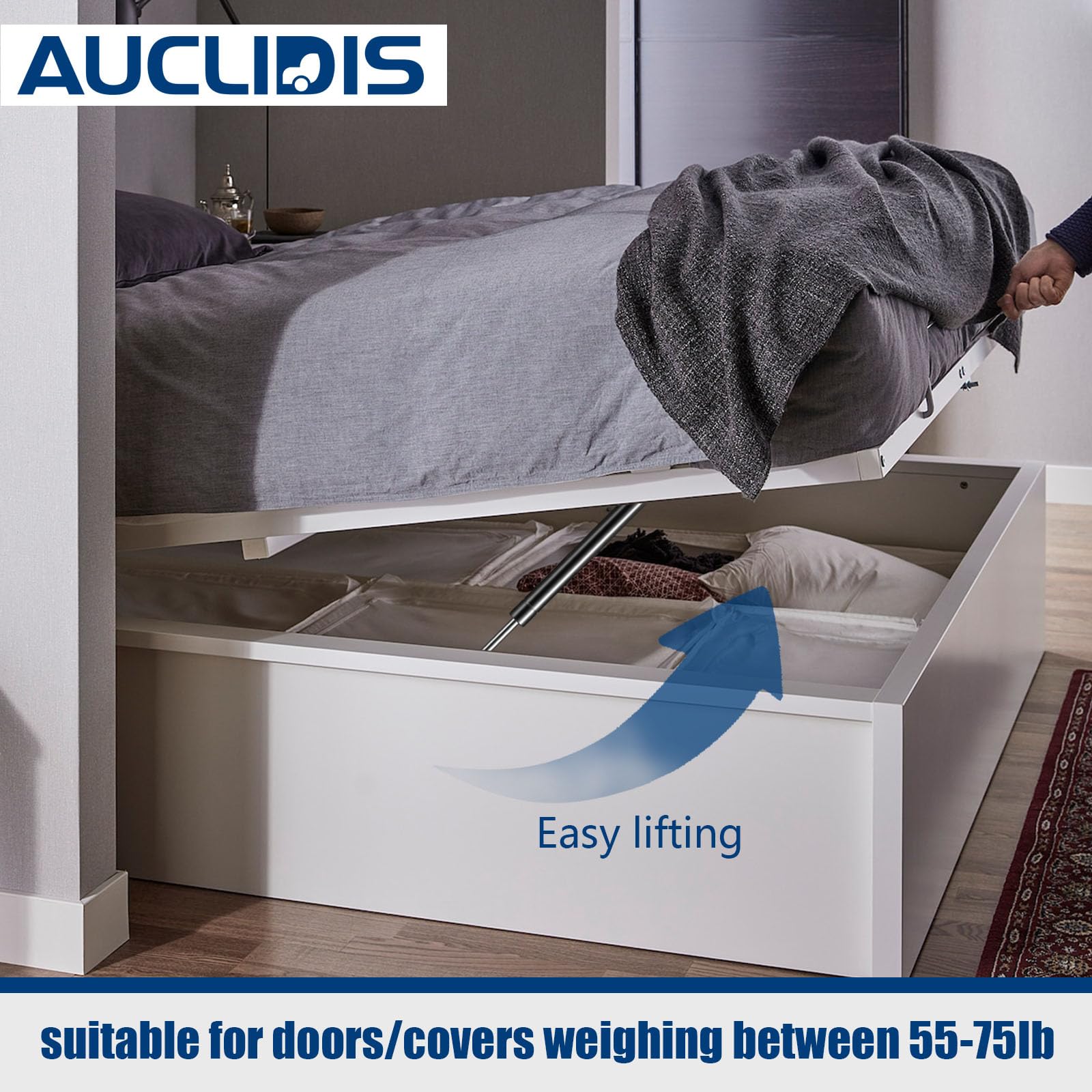 15 Inch 67lb/300N Gas Strut Shock Spring Lift Support - Heavy Duty Hydraulic Replacement Parts for RV Bed, Camper Storage Cover, Tool Box, Boat Hatch, TV Cabinet & Basement Doors (Set of 2) by AUCLIDIS | Perfect for Automotive, Marine & Home Storage Solutions