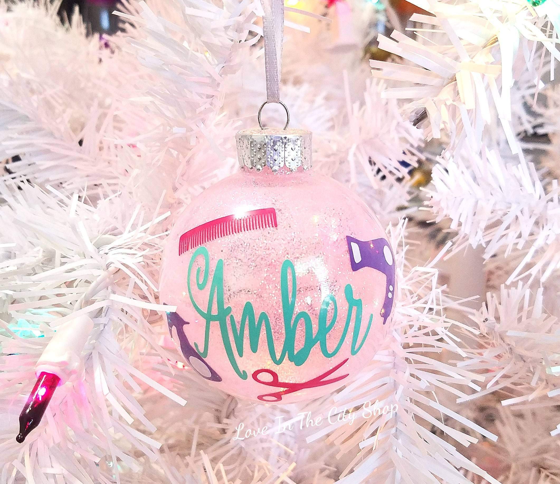 Custom Glitter Hair Stylist Ornament - Perfect Christmas Gift for Hairdressers & Salon Owners - Personalized Boss Appreciation Present - Great for Holiday Decor & Salon Display