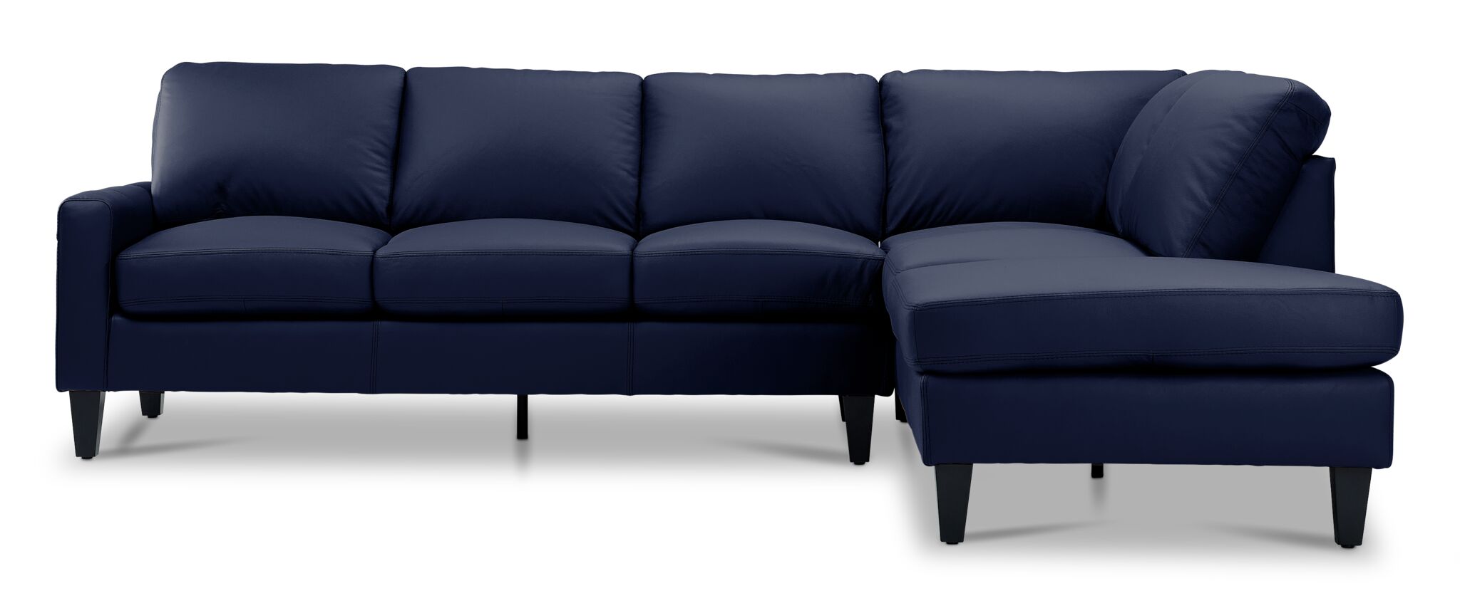 Premium Chito Leather 2-Piece Sectional Sofa with Right-Facing Chaise Lounge in Navy Blue - Perfect for Living Room, Family Room & Home Theater Comfort
