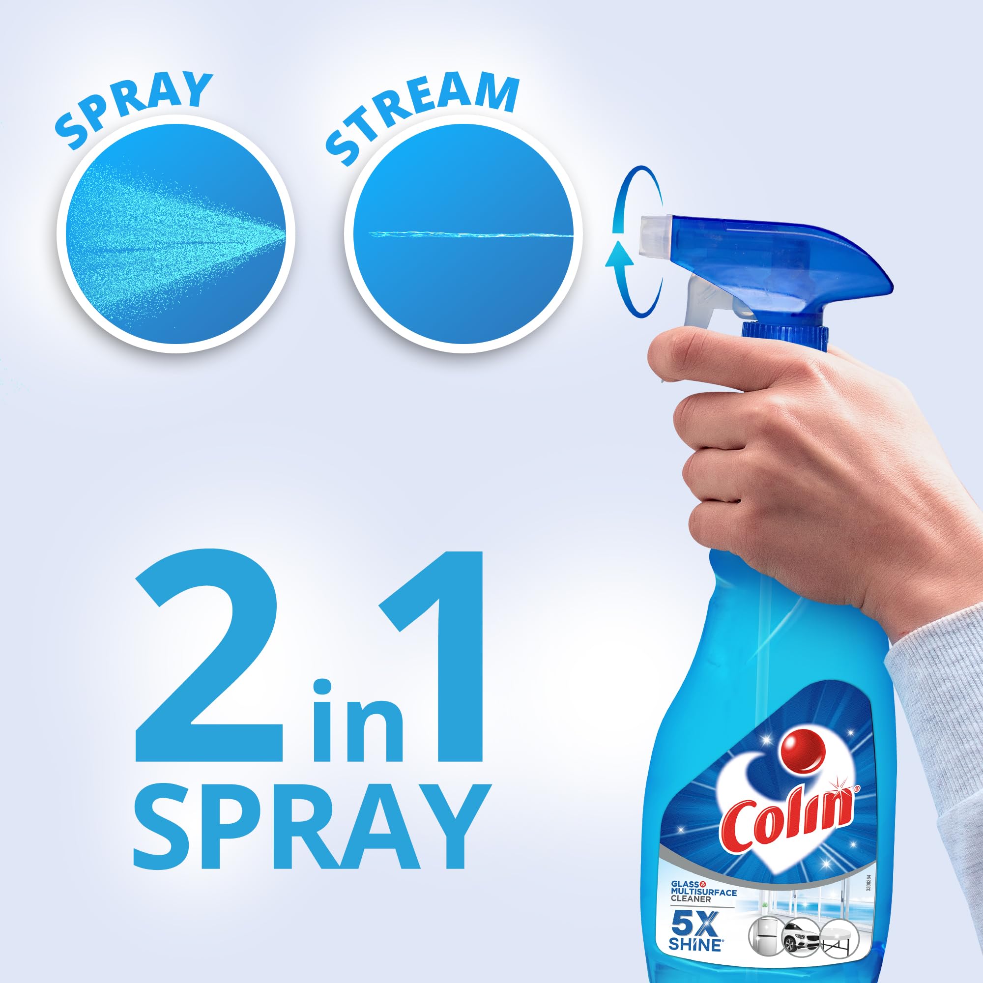 Colin 2.5L Glass and Surface Cleaner Spray - 1L Refill x 2 + 500ml Bottle Combo | Streak-Free Cleaning for Windows, Mirrors, Cars & Kitchen | Multi-Surface Cleaner for Home & Office Use