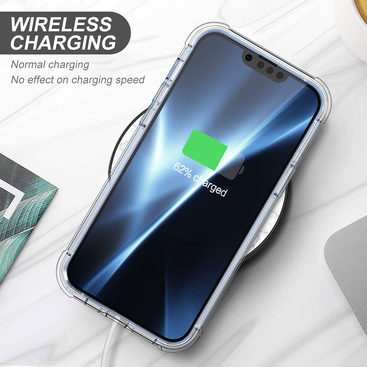 SURITCH iPhone 13 Pro Max Case 6.7-inch [Built-in Screen Protector] - Clear Shockproof Rugged Cover with Full Body Protection | Perfect for Outdoor Activities, Work & Daily Use