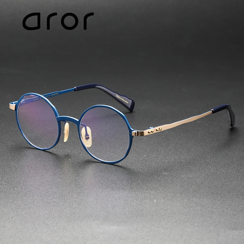 Aror Women's Full Rim Round Titanium Eyeglasses Frame 49412 - Lightweight & Durable for Work, Reading & Fashion