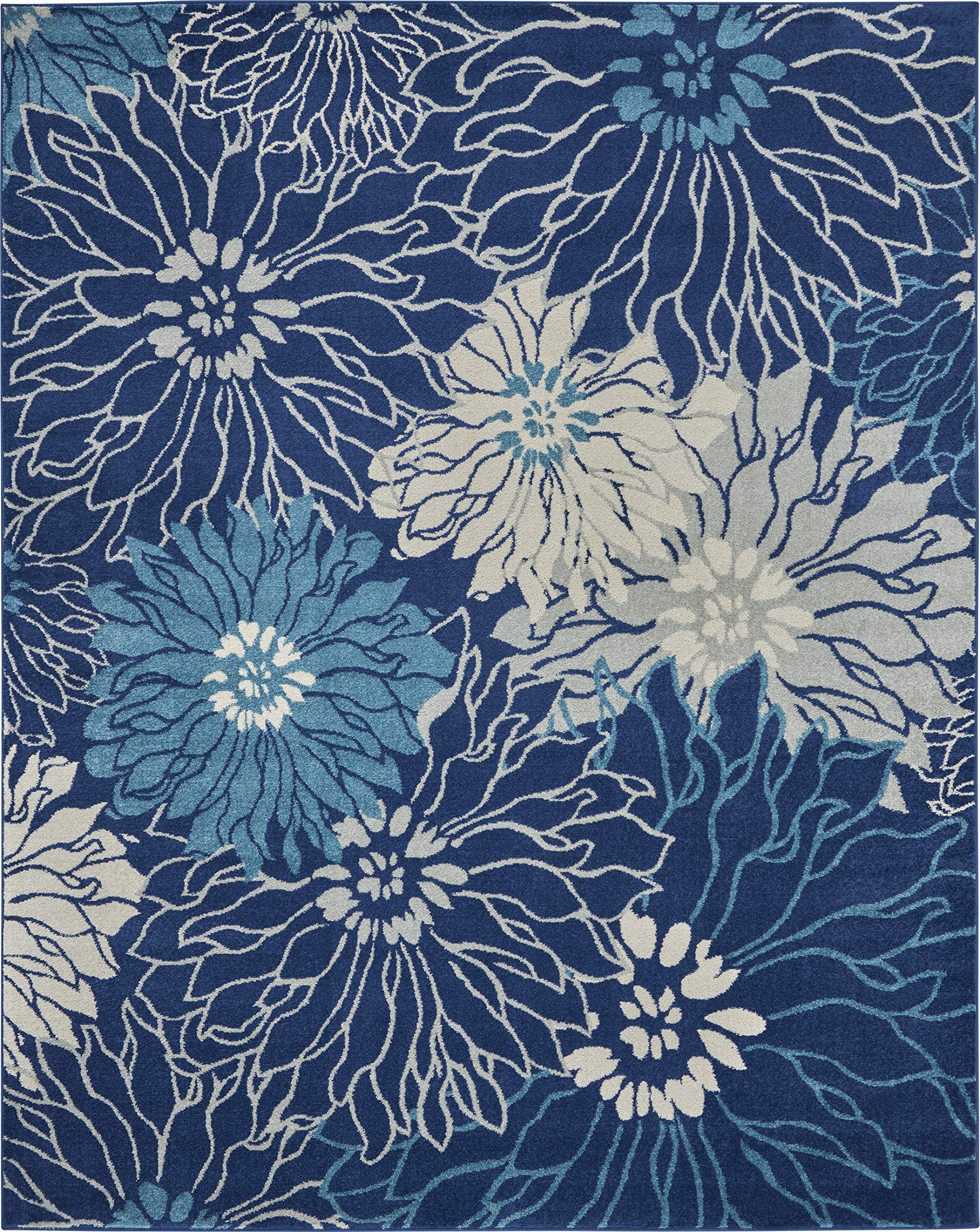 Nourison Passion Navy/Ivory 8' x 10' Floral Farmhouse Area Rug - Non-Shedding, Easy to Clean - Perfect for Bedroom, Living Room, Dining Room & Kitchen Decor (8x10)