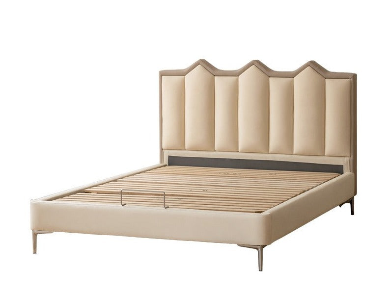 Organic Leather Kids Castle Bed - Cream Style | Safe & Durable Toddler Bed for Boys & Girls | Perfect for Bedrooms, Playrooms & Fantasy Themed Decor