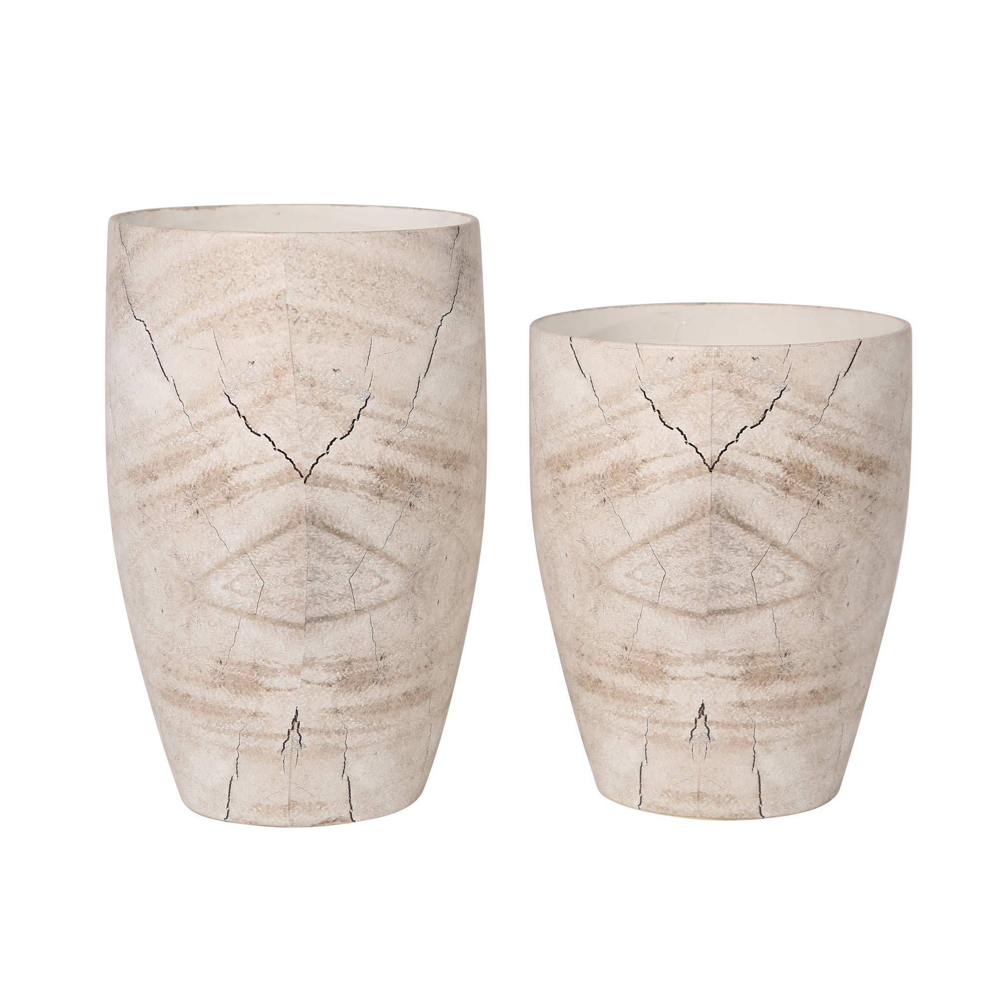 Sagebrook Home 13591-01 Decorative Ceramic Wood Look Vase - Beige/Gray - 9 x 9 x 11.5 Inches - Perfect for Farmhouse, Rustic & Modern Home Decor - Centerpiece for Living Room, Dining Table or Shelf Display