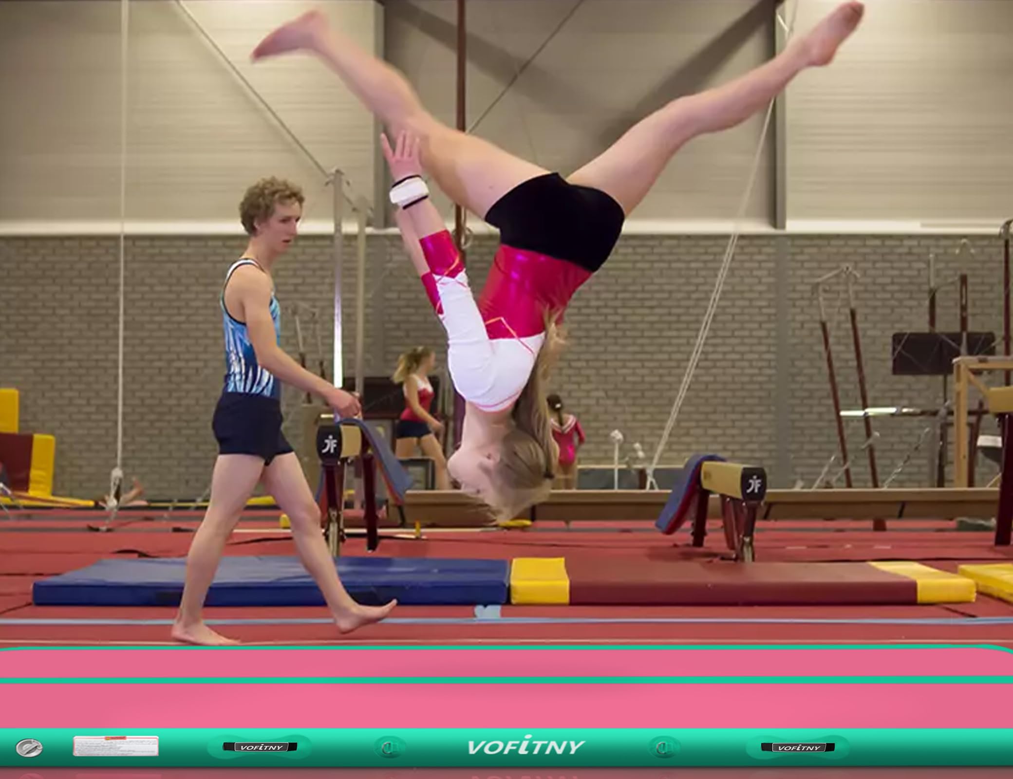 VOFiTNY Inflatable Gymnastics Air Mat & Tumble Track with Air Roller - Perfect for Home Training, Backyard Practice, and Kids Play