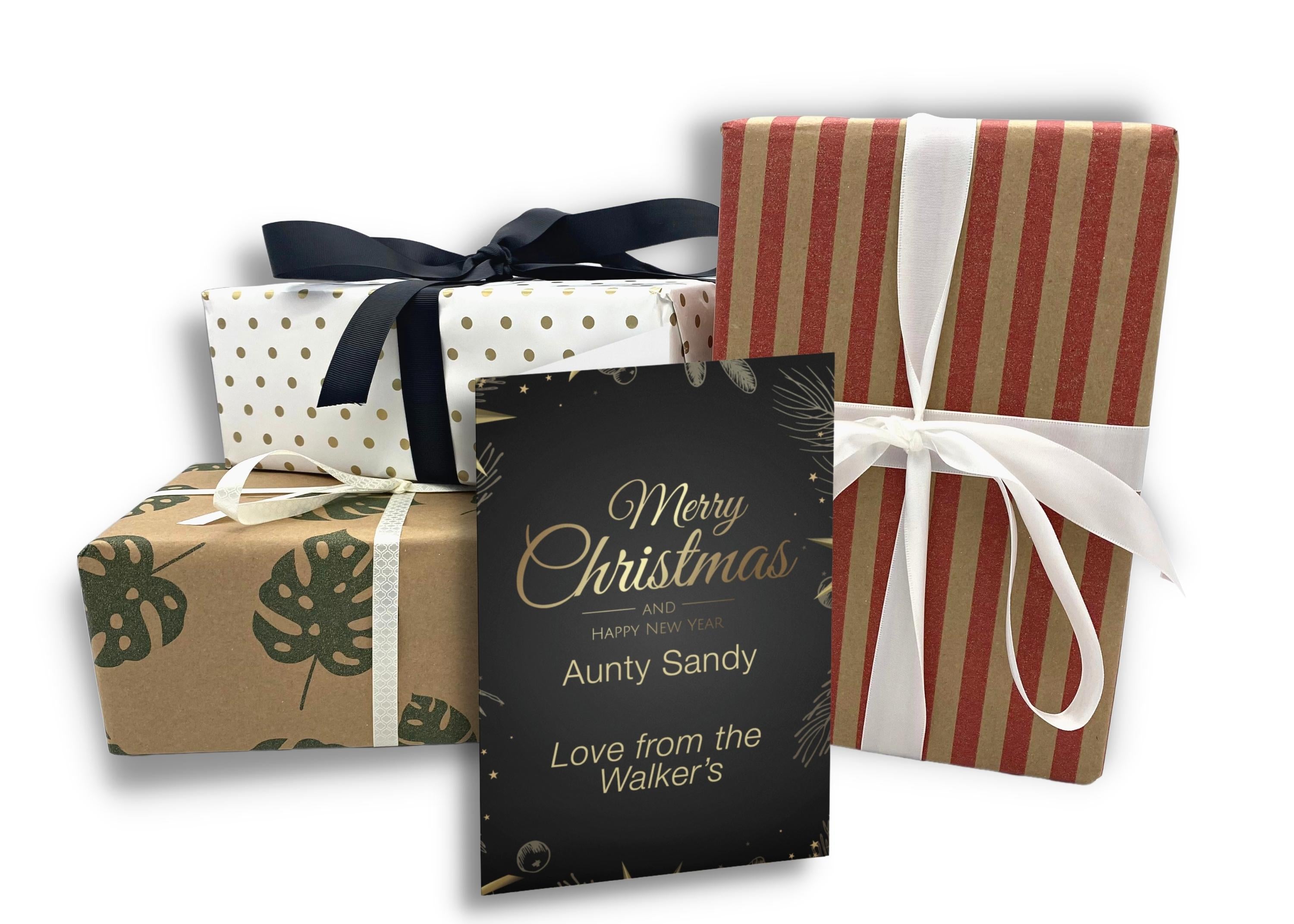 Personalized Christmas Card with Gift Wrap - Custom Holiday Greeting Card for Family & Friends - Perfect for Gifts, Decorations & Festive Celebrations