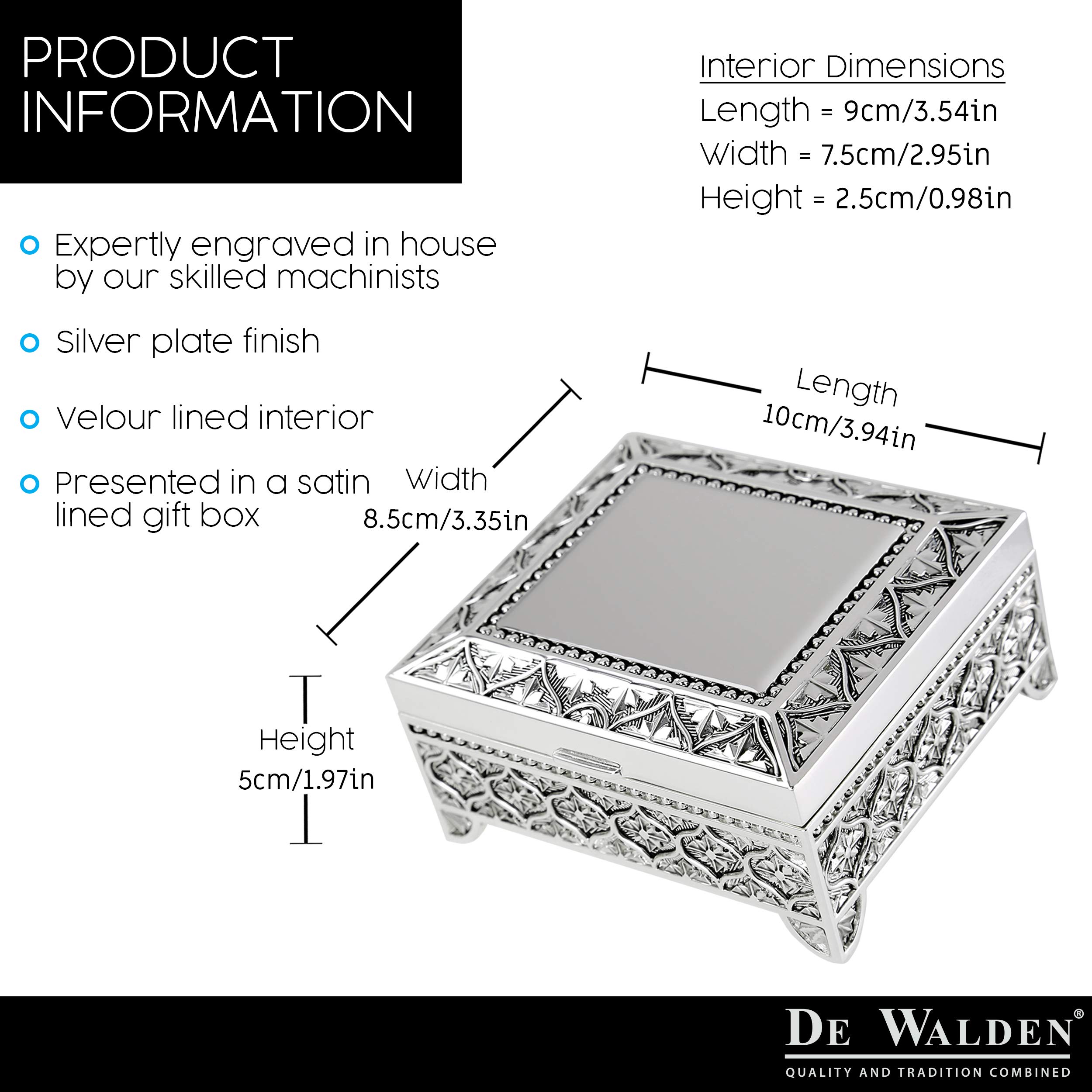 Personalized Silver Plated Christening Gift Box - Engraved Keepsake Jewelry Trinket Box with Satin Lining | Perfect Baptism, Baby Shower & First Communion Gift for Girls & Boys | Elegant Presentation Box for Special Occasions