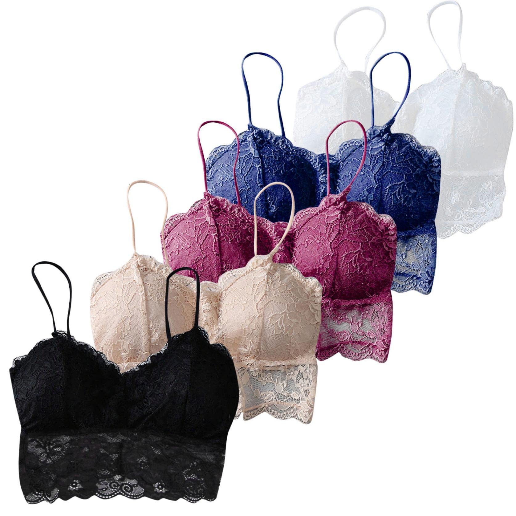 Sexy Lace Bralette for Women - Padded Bandeau Bra with Removable Pads, Comfortable Sports & Daily Wear Cami Bra with Adjustable Straps - Perfect for Yoga, Lounge & Layering Under Clothes