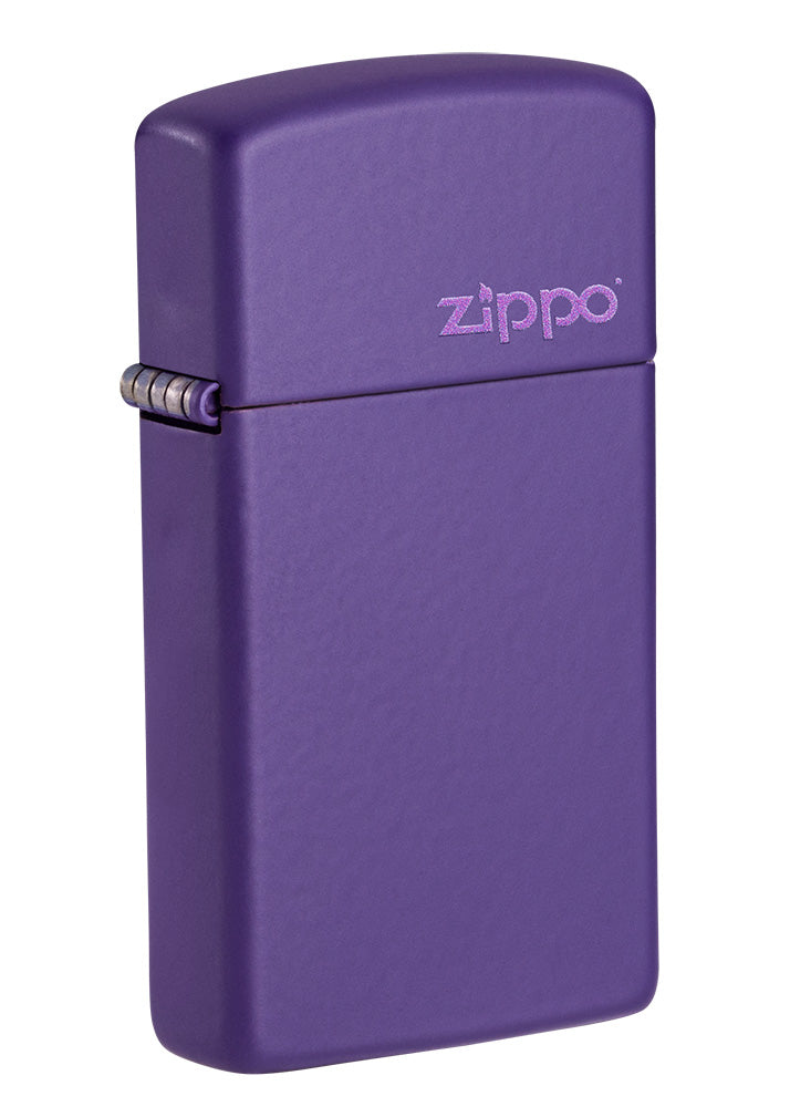 Slim® Purple Matte Zippo Logo Lighter - Windproof Refillable Metal Cigarette Lighter for Smoking, Camping, Outdoor Adventures & Collectibles