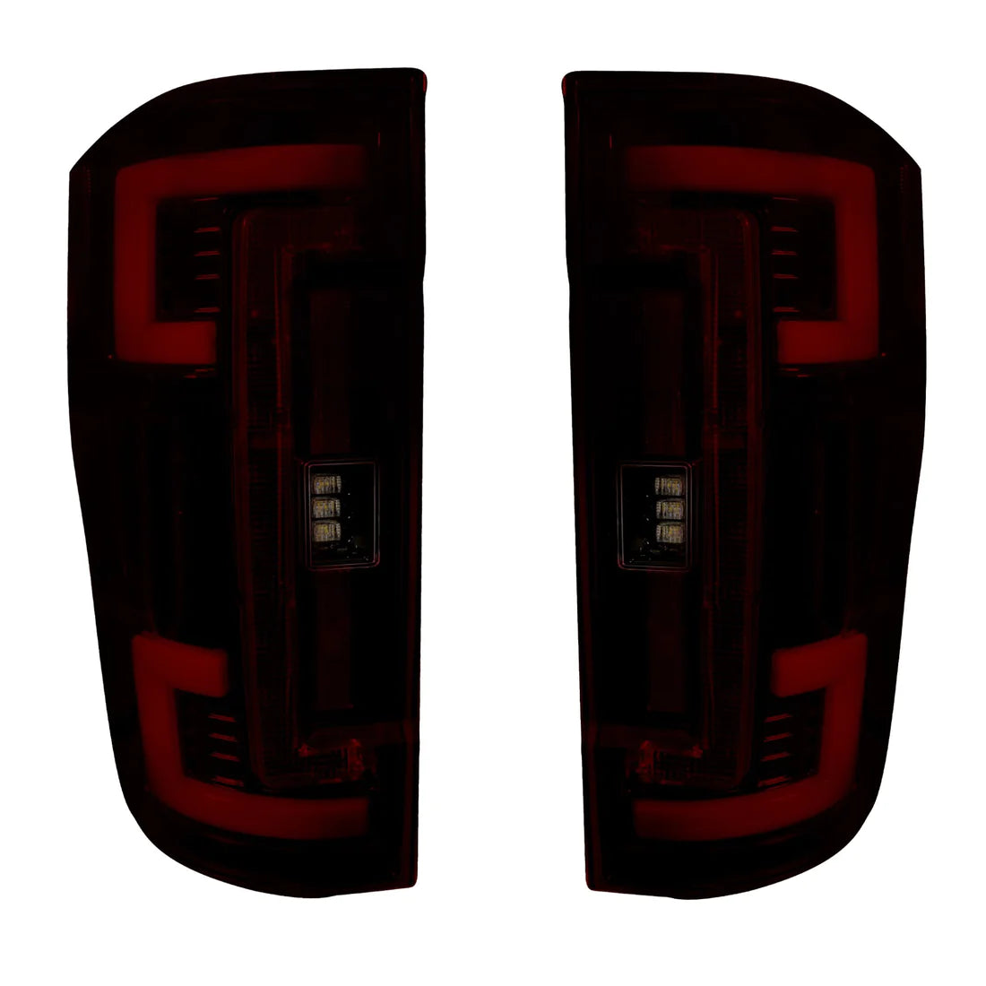 Ford Super Duty 2017-2019 Replacement OLED Tail Lights - Dark Red Smoked Lens - Direct OEM Fit - Upgrade for Trucks & Off-Road Adventures