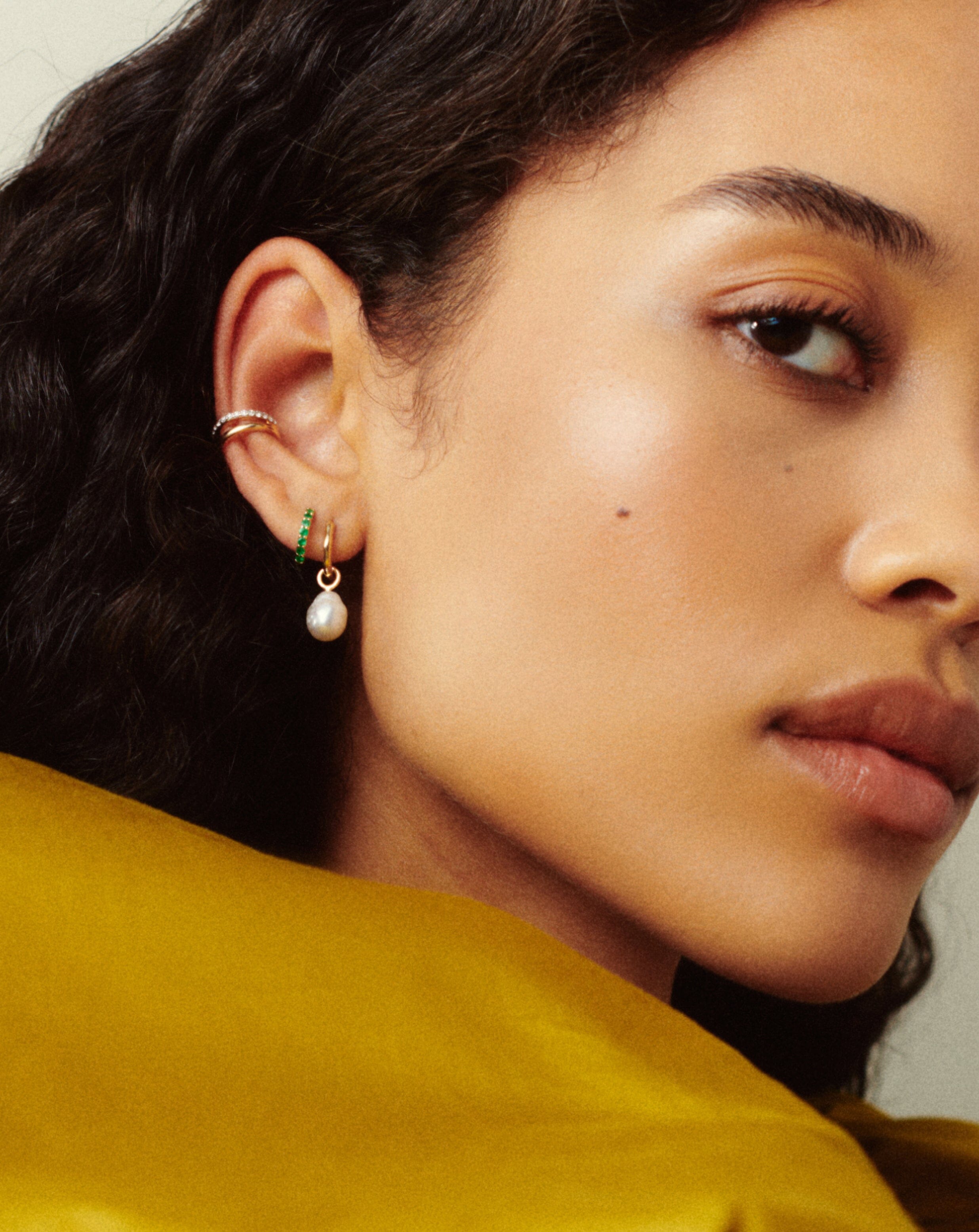 Fine Emerald Huggie Earrings – Elegant Green Gemstone Studs for Women | Perfect for Daily Wear, Parties & Special Occasions