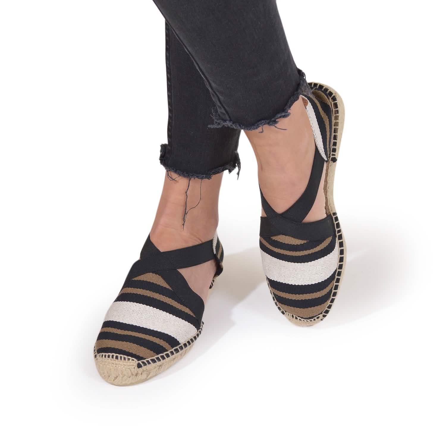 Women's Striped Cotton Blend Wedge Espadrille Shoes - Comfortable Summer Casual Flats for Beach, Vacation & Everyday Wear