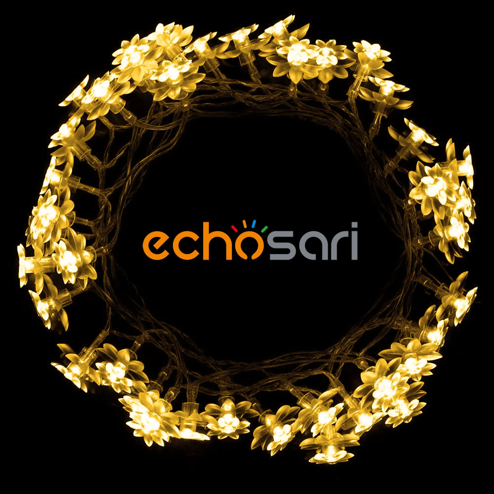 Echosari 13.2ft 40 LED Battery Operated Lotus Flower String Lights with Timer - Warm White Fairy Lights for Kids Bedroom, Garden, Wedding, Party & Outdoor Decor