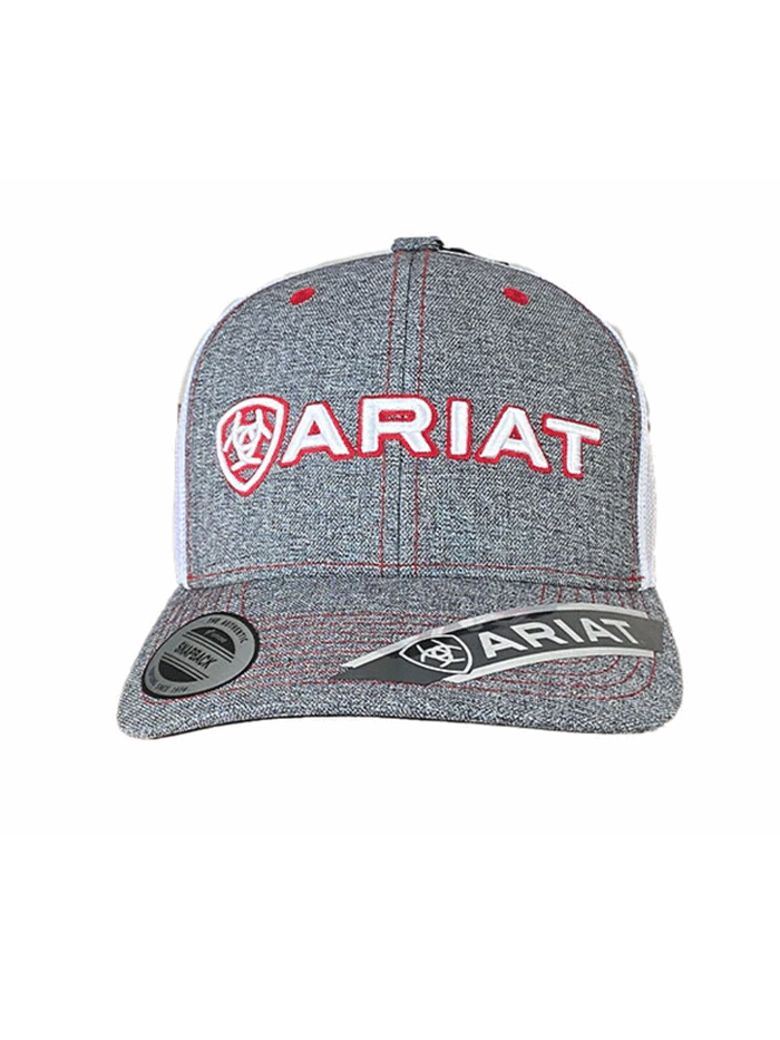 Ariat Men's Embroidered Signature Logo T-Shirt - Heather Red, White & Grey - Comfortable Casual Wear for Outdoor Activities & Everyday Use