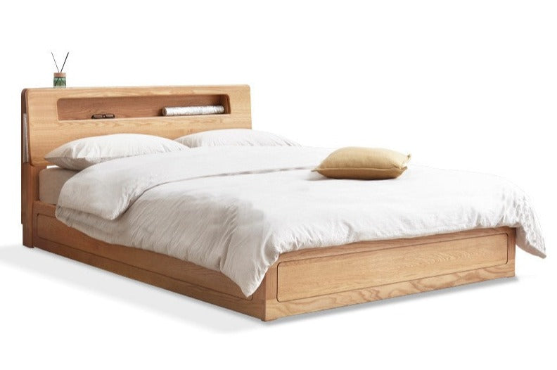 Premium Oak Solid Wood Luminous Box Bed - Durable Nightstand with Glow-in-the-Dark Features for Bedroom, Guest Room, and Kids Room Decor