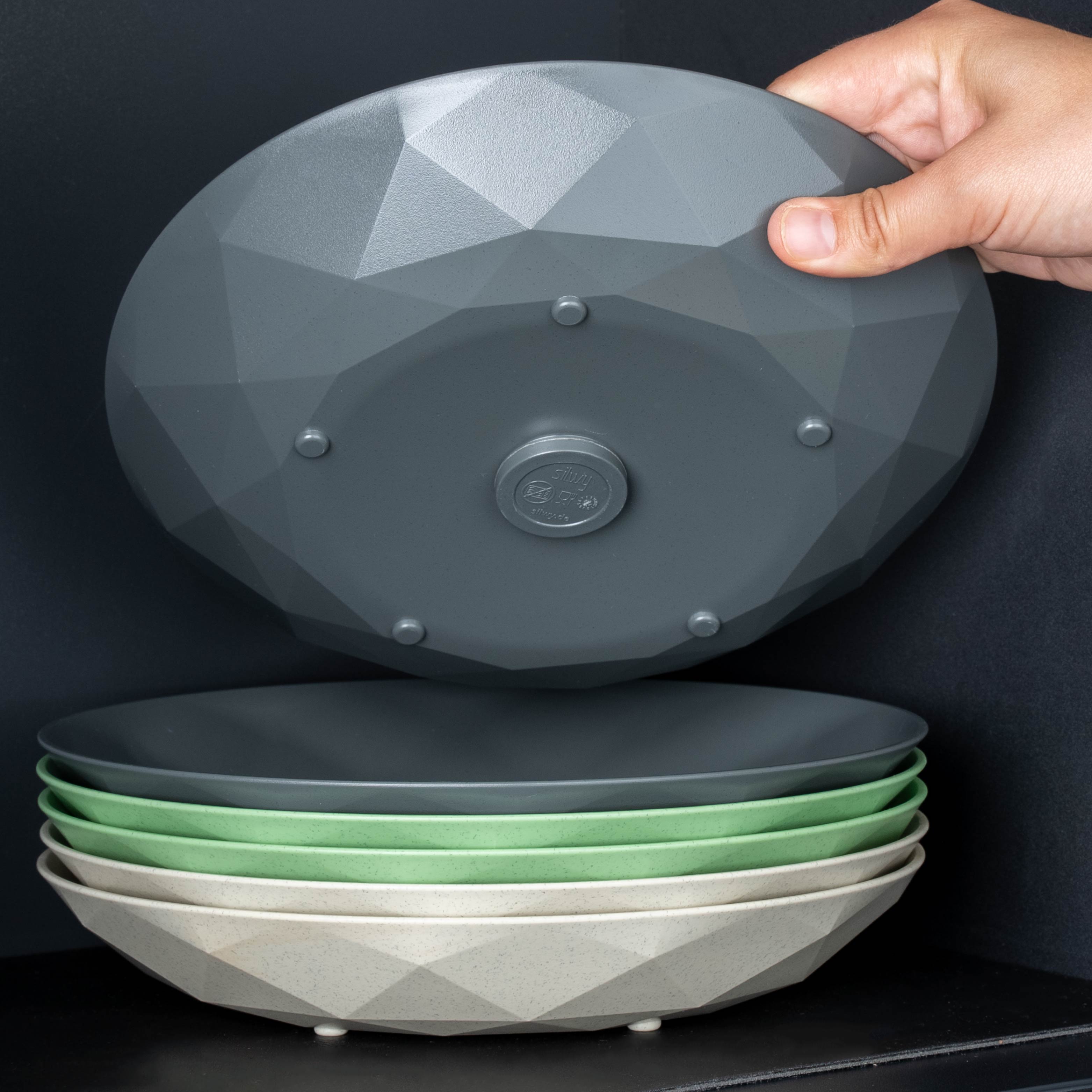 Premium Grey Plastic Plates with Magnet Base - 24 cm - Ideal for Fridge Organization & Kitchen Storage