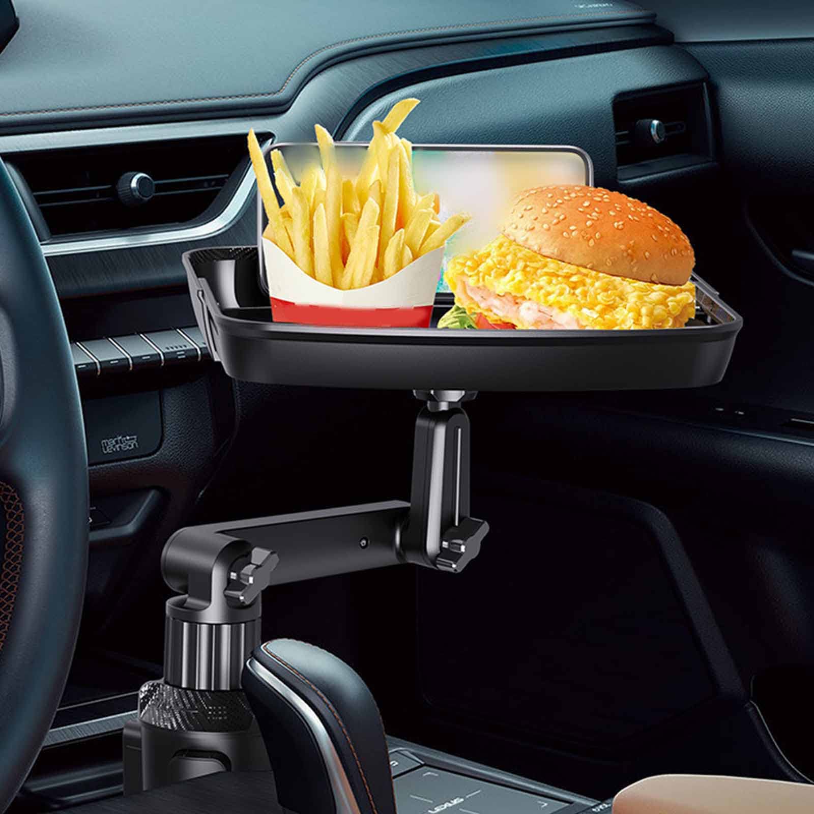 TATTCHINE 360° Adjustable Car Cup Holder Food Tray - Sturdy Swivel Organizer Table with Phone Holder for Car & Truck - Perfect for Road Trips, Fast Food, and Work Commutes