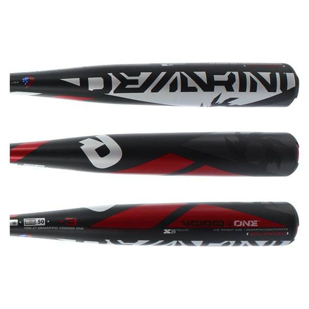 DeMarini Voodoo One BBCOR Baseball Bat - 17 oz VOC - Black/Red/Silver 2 5/8