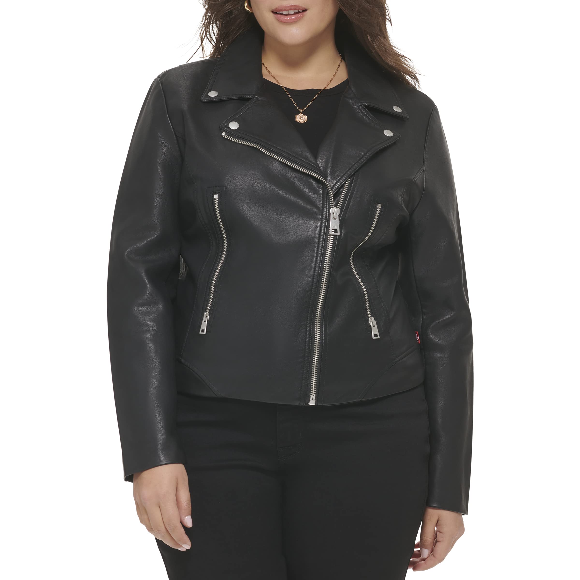 Levi's Women's Vegan Leather 538 Moto Jacket - Stylish Biker Jacket for Women (Regular & Plus Size) | Perfect for Motorcycle Riding, Casual Outfits & Night Out