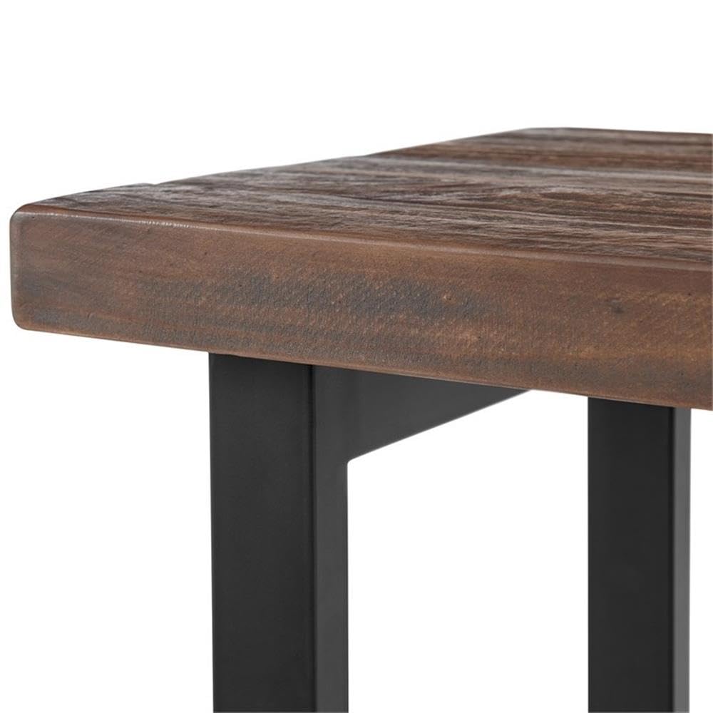 Alaterre Pomona Rustic End Table - Natural Finish Metal & Wood Side Table for Living Room | Handcrafted Home Decor Accent Stand with Solid Wood & Metal Design | Perfect for Coffee Table Companion, Bedroom Nightstand or Entryway Decor