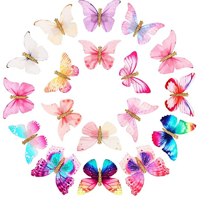 VUKAI Glitter Butterfly Hair Clips for Women & Teens - Set of 6 Snap Barrettes Hair Accessories - Perfect for Parties, Weddings, and Everyday Styling