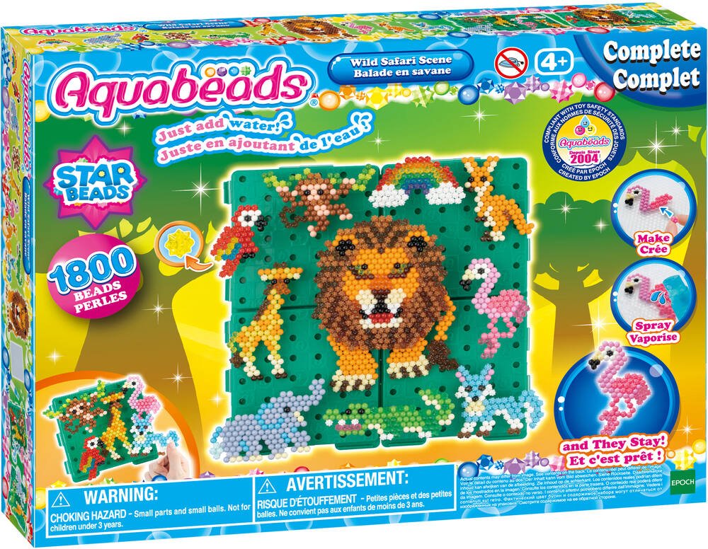 Aqua Beads Wild Safari Scene Kit - Create Your Own 3D Animal Art | Fun DIY Craft for Kids | Perfect for Birthday Gifts & Classroom Activities