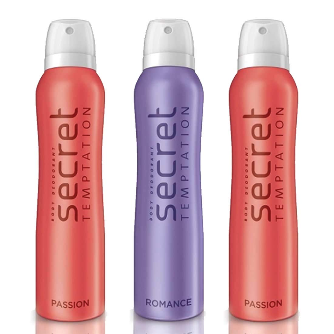 Secret Temptation 2 Passion & 1 Romance Deodorant Spray for Women - Long Lasting Body Fragrance & Odor Protection - Perfect for Date Night, Work & Daily Freshness